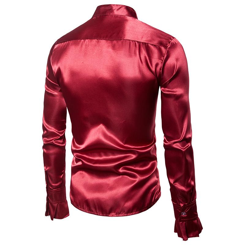 Men's Chest Flower Show Fashion Design Stand-Up Collar Long Sleeves Shirts