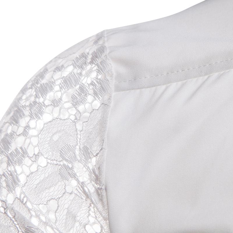 Men's Lace Solid Color Fashion Design Long Sleeves Turndown Shirts