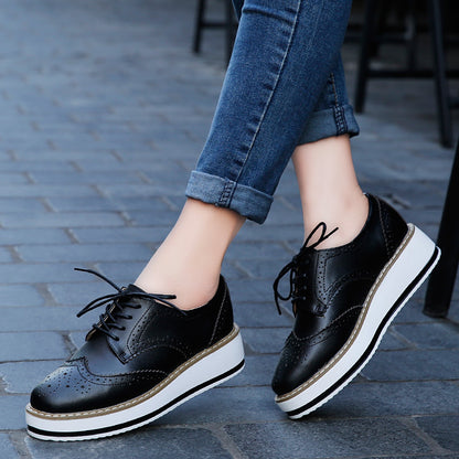 Lace Up Women Wedges Square Toe Oxfords Platform Shoes