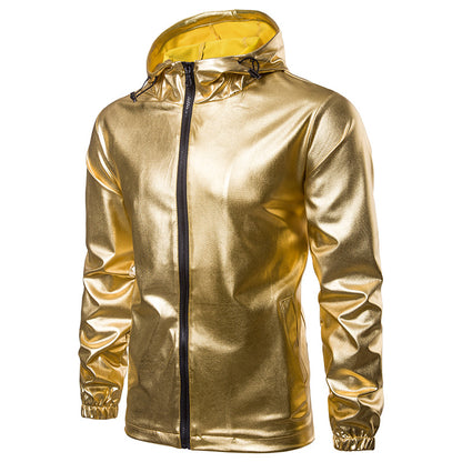 Men's Solid Gilded Sports Hoods Jackets