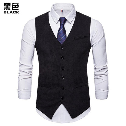 Men's Corduroy Single Breasted Tough Guy Suit Vest