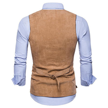 Men's Corduroy Single Breasted Tough Guy Suit Vest