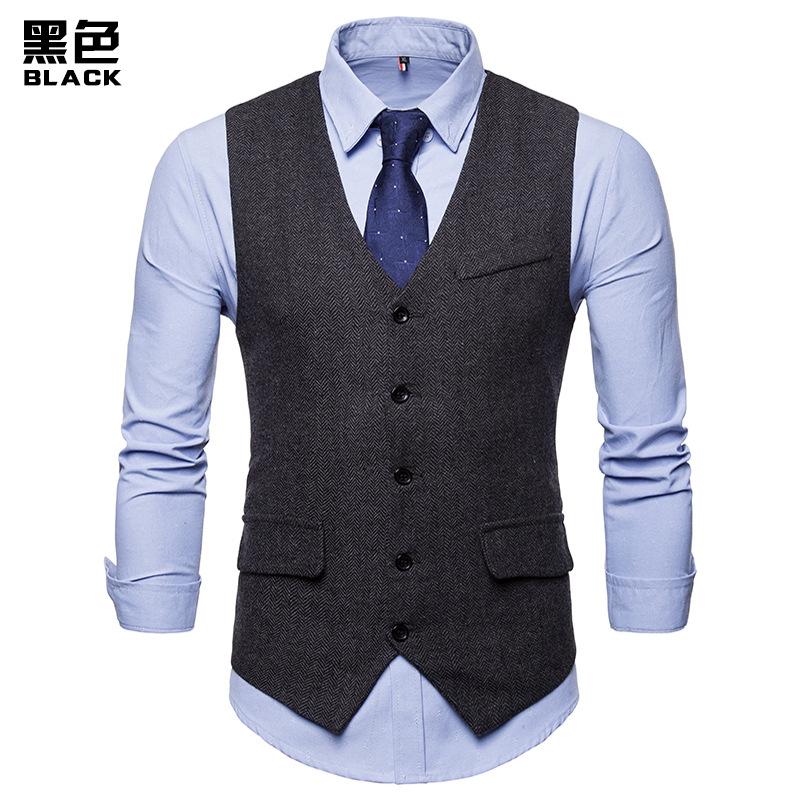 Men's Woollen Single Breasted Tough Guy Suit Vest