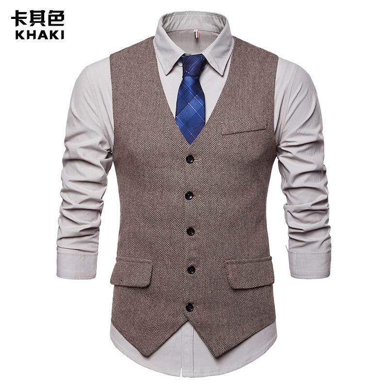 Men's Woollen Single Breasted Tough Guy Suit Vest