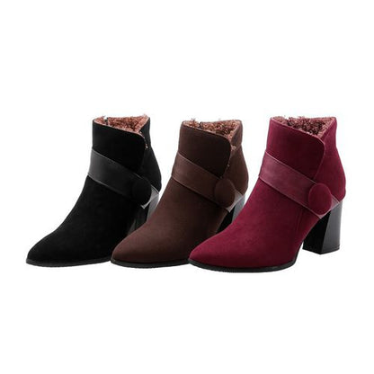 Women Suede High Heels Short Boots