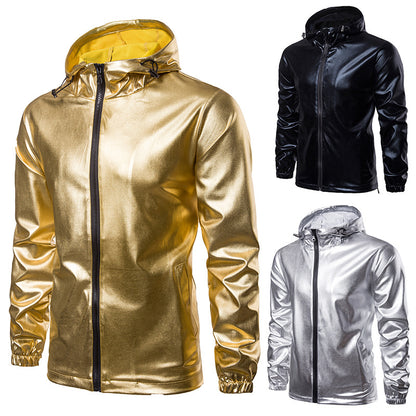 Men's Solid Gilded Sports Hoods Jackets