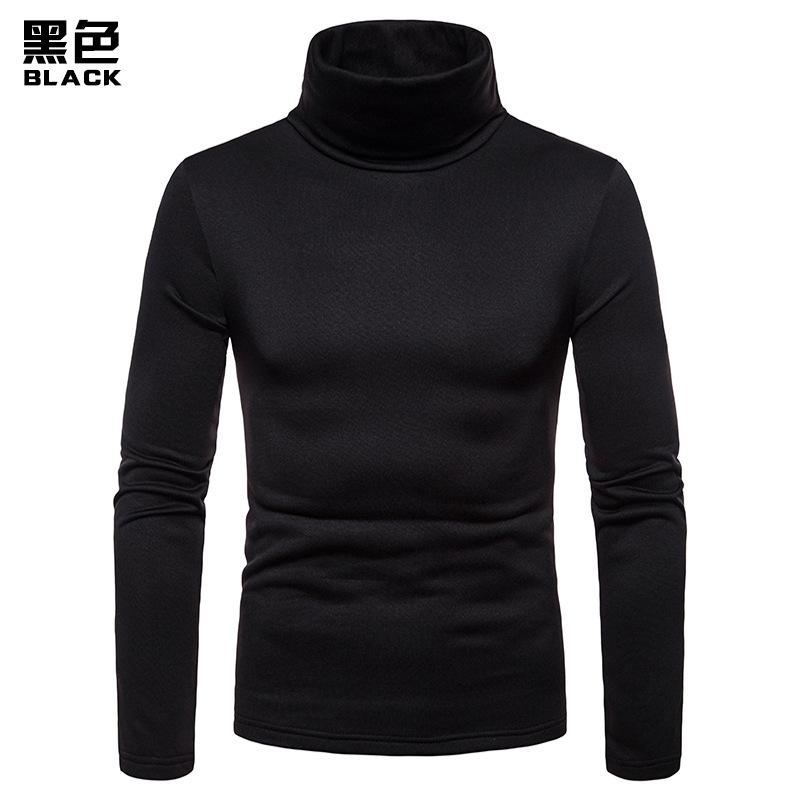 Men's Plus Size Fleece Warm Turtle Neck Long Sleeves T-shirt