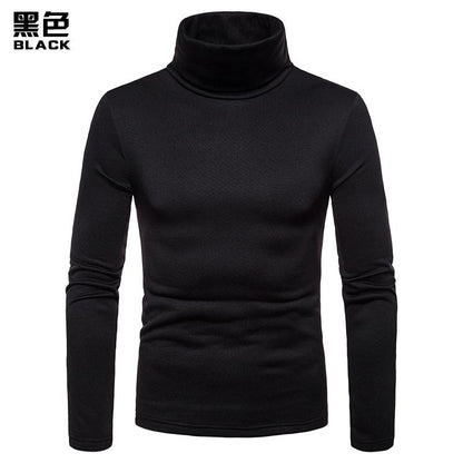 Men's Plus Size Fleece Warm Turtle Neck Long Sleeves T-shirt