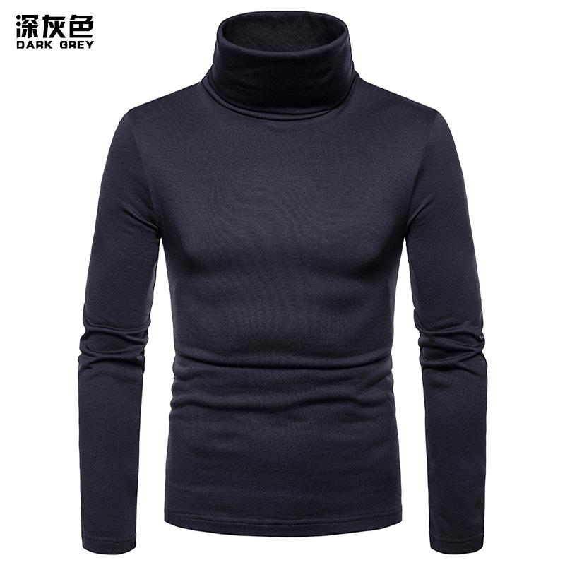 Men's Plus Size Fleece Warm Turtle Neck Long Sleeves T-shirt