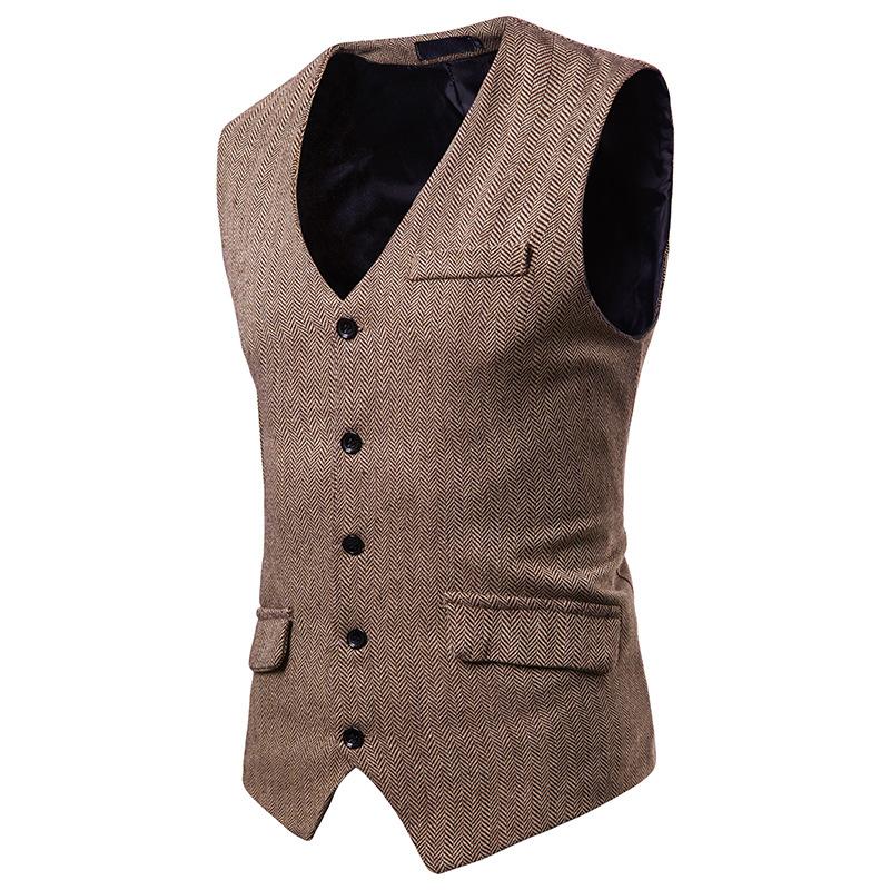 Men's Woollen Single Breasted Tough Guy Suit Vest