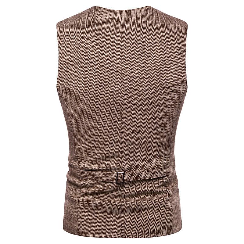 Men's Woollen Single Breasted Tough Guy Suit Vest