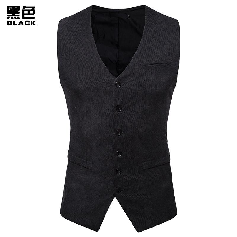 Men's Corduroy Single Breasted Tough Guy Suit Vest