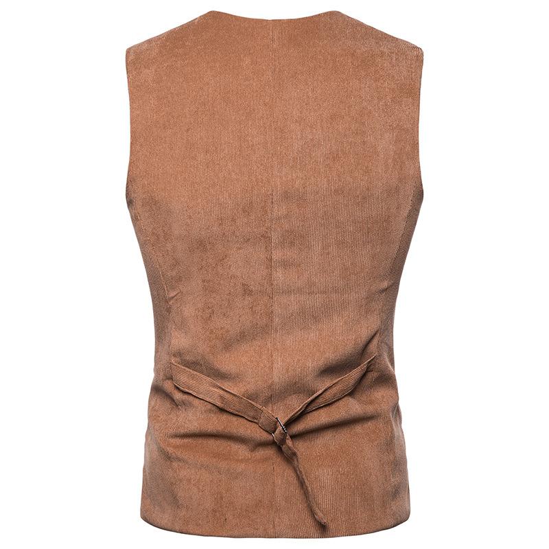 Men's Corduroy Single Breasted Tough Guy Suit Vest