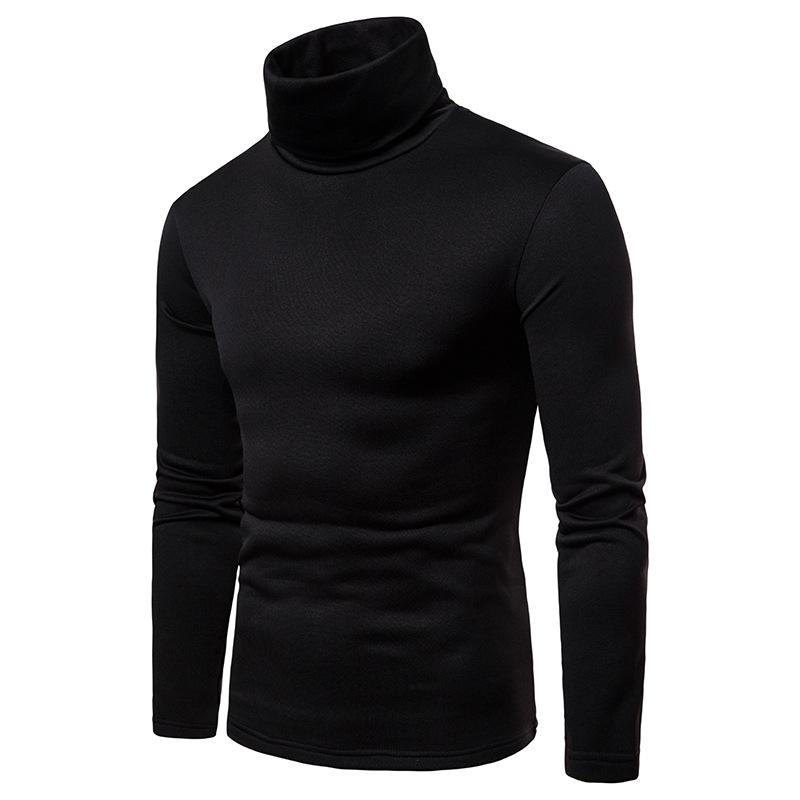 Men's Plus Size Fleece Warm Turtle Neck Long Sleeves T-shirt