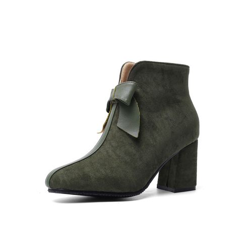 Round Toe Bow Tie Women's High Heeled Ankle Boots