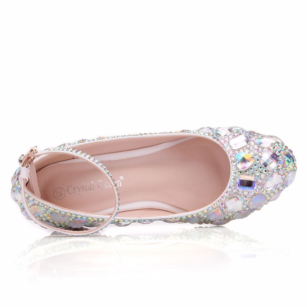 Rhinestone Ankle Strap 5cm Wedge Heel Women Pumps Wedding Shoes