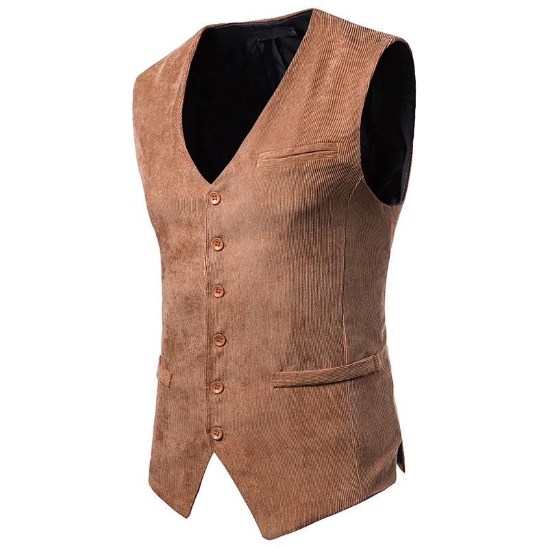 Men's Corduroy Single Breasted Tough Guy Suit Vest