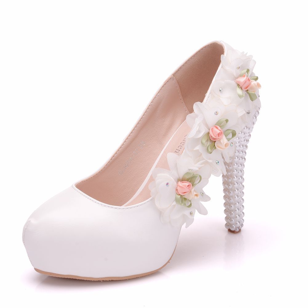 Women Round Toe Flora Stiletto Heel Platform Pumps Wedding Shoes