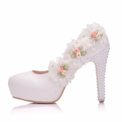 Women Round Toe Flora Stiletto Heel Platform Pumps Wedding Shoes