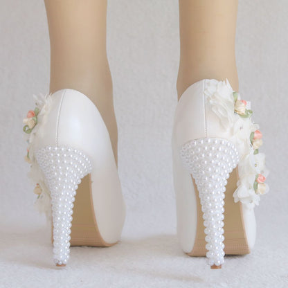 Women Round Toe Flora Stiletto Heel Platform Pumps Wedding Shoes