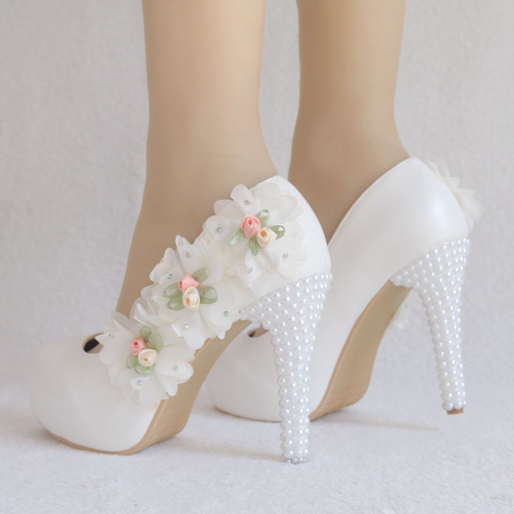 Women Round Toe Flora Stiletto Heel Platform Pumps Wedding Shoes