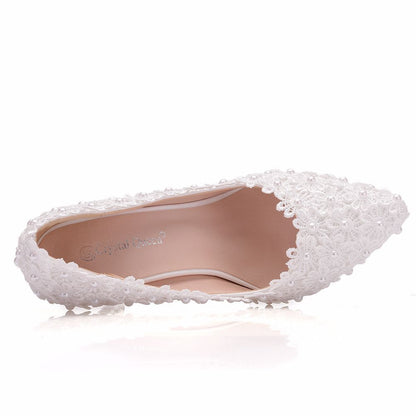 Women Pearls Stiletto Heel Pumps Wedding Shoes