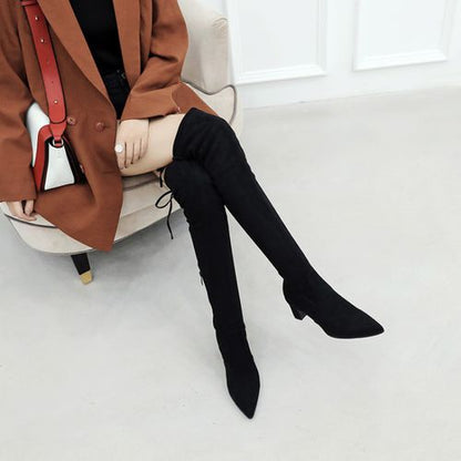 pointed toe Women High Heel Thigh High Boots