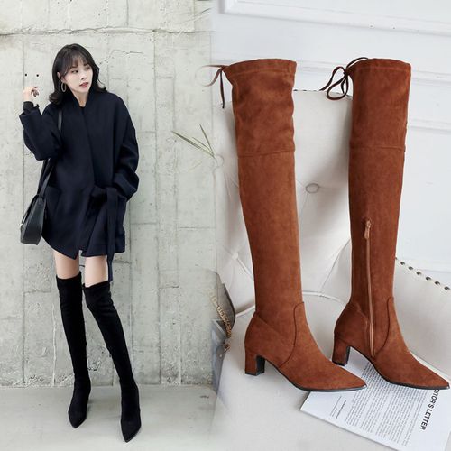 pointed toe Women High Heel Thigh High Boots