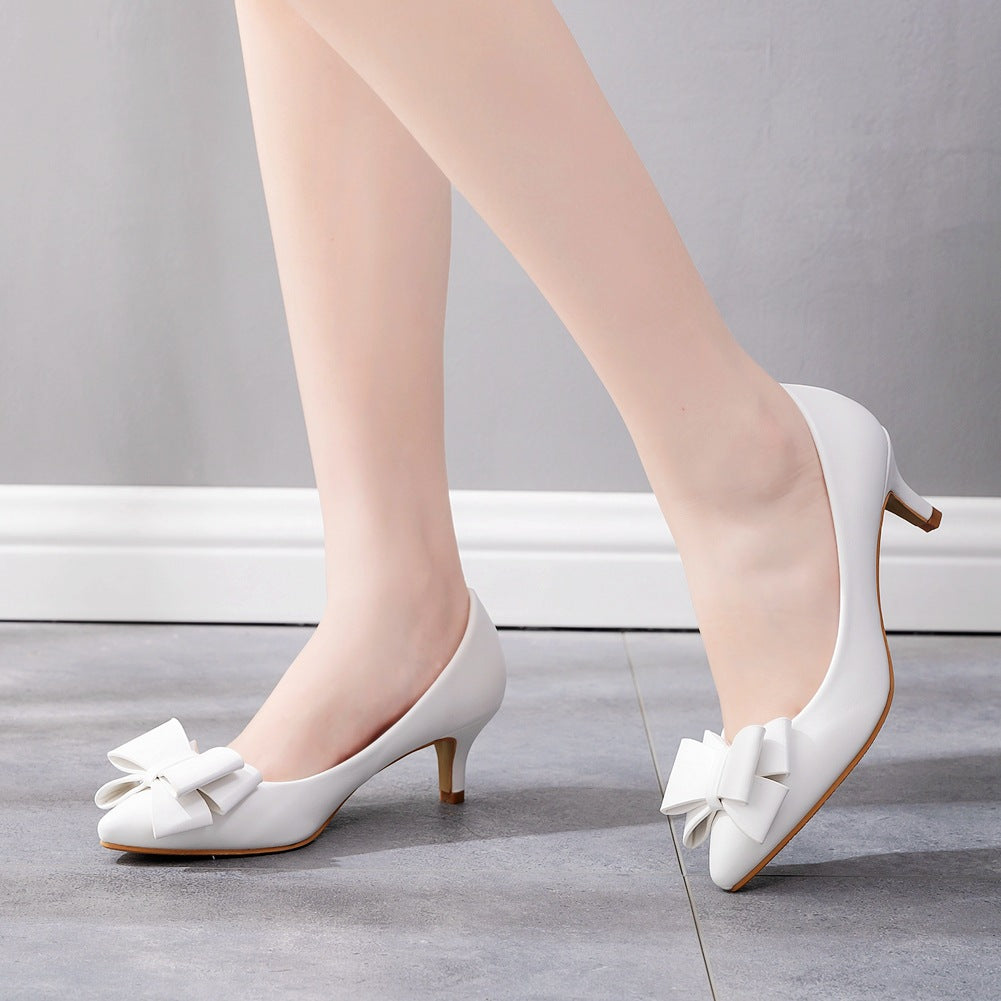 Women Pointed Toe Bow Tie Stiletto Heel Pumps