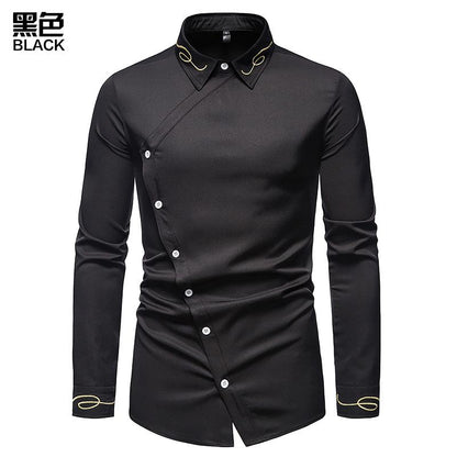 Men's Hollow Out Trend Embroidered Irregularity Long Sleeves Westen Cowboy Shirts