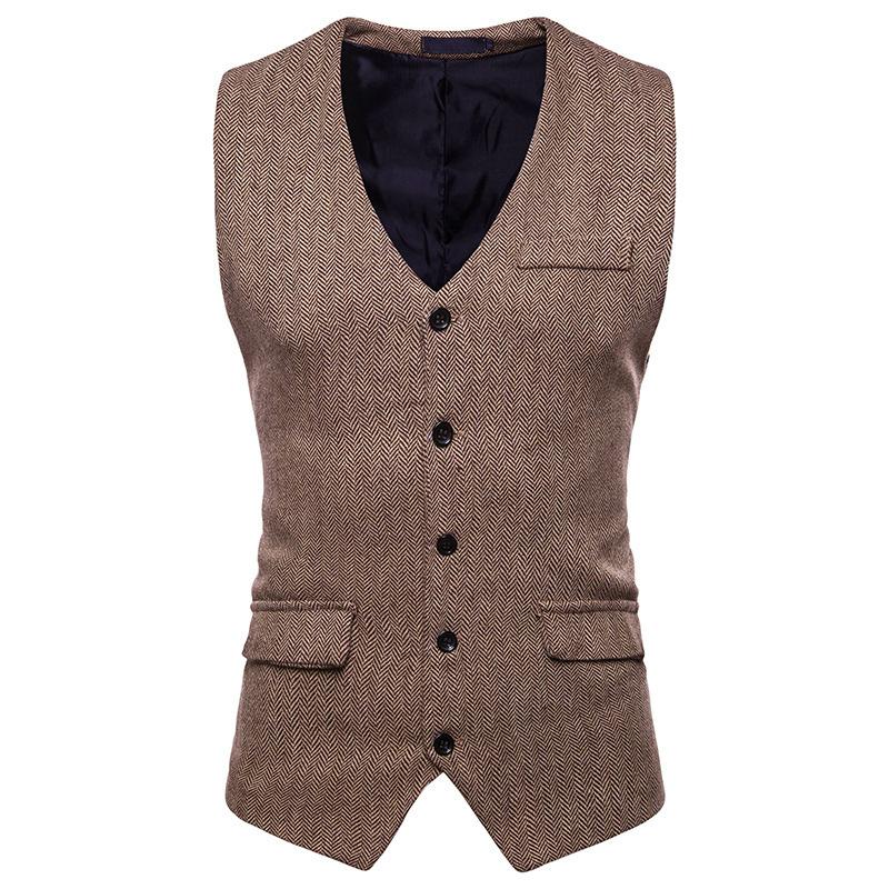 Men's Woollen Single Breasted Tough Guy Suit Vest