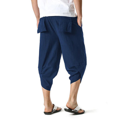 Men's Harem Style Cropped Pants Slacks Linen Shorts