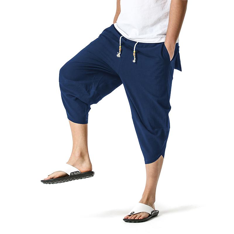 Men's Harem Style Cropped Pants Slacks Linen Shorts