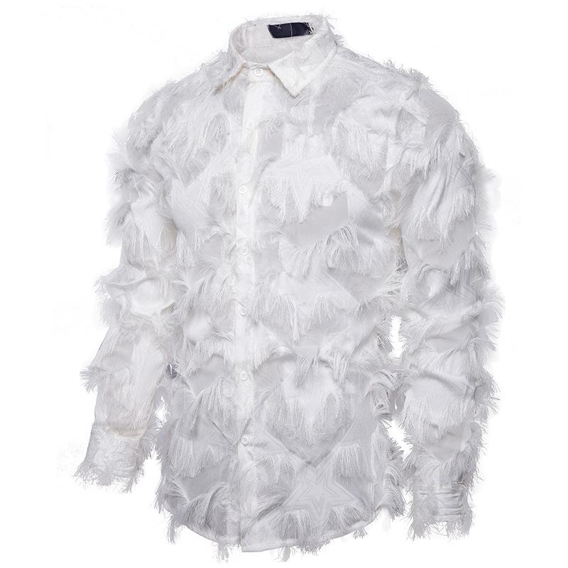 Men's Manual Solid Feather Specialty Henry Stand-Up Collar Long Sleeves Shirts