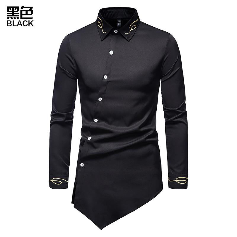 Men's Hollow Out Trend Embroidered Irregularity Long Sleeves Westen Cowboy Shirts