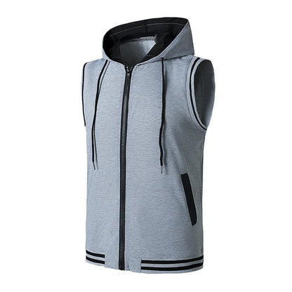 Men's Workout Hooded Vest Workout Fitness Muscle Sleeveless Workout T-shirt