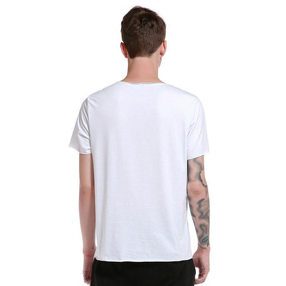 Men's Street Style Hip-Hop Round Neck Fashion Short Sleeves Specialty Hem Zipper Split Joint T-shirt