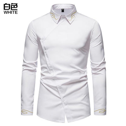 Men's Hollow Out Trend Embroidered Irregularity Long Sleeves Westen Cowboy Shirts