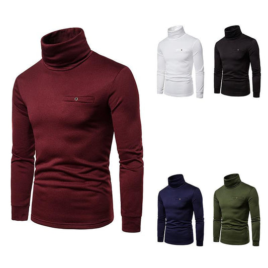 Men's Plus Size Fleece Turtle Neck Long Sleeves T-shirt