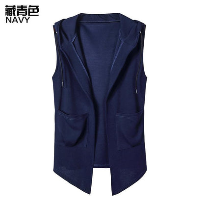 Men's Casual Hooded Vest Lightweight Sleeveless Hooded Blazer Workout Vest