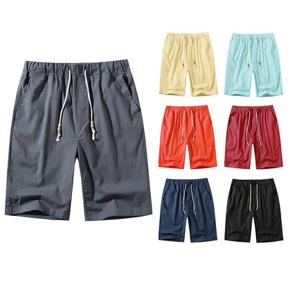 Men's Linen Casual Drawstring  Beach Shorts