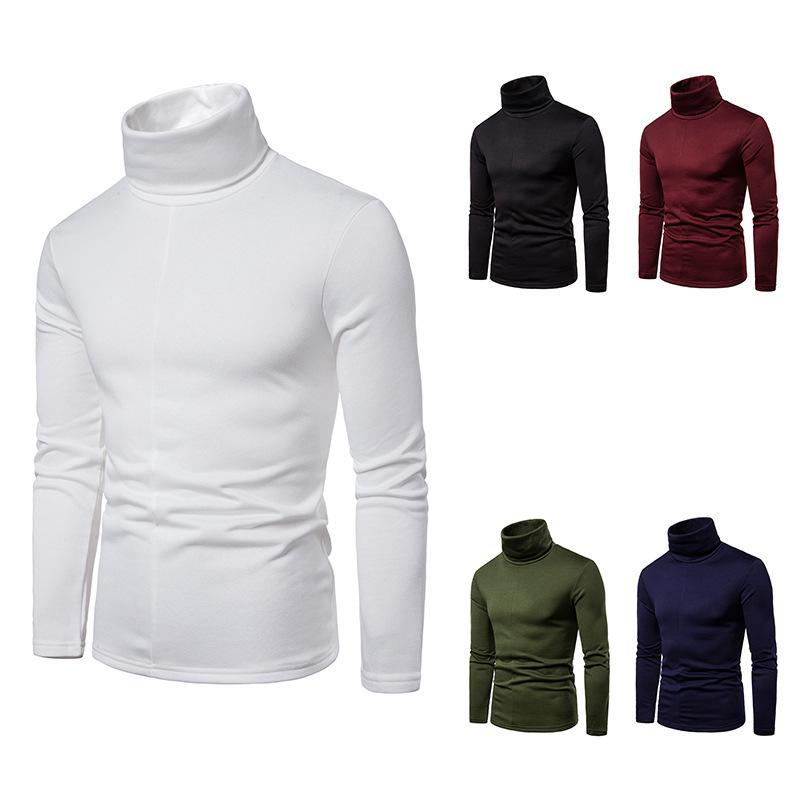 Men's Plus Size Fleece Turtle Neck Long Sleeves T-shirt