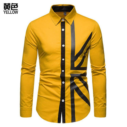 Men's Hollow Out Trend Split Joint Long Sleeves Westen Cowboy Shirts