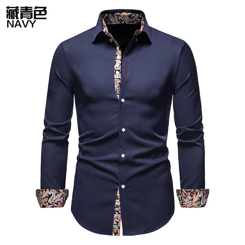 Men's Flower SuitSlim Fit CasualPrinting Long Sleeves Button Shirts