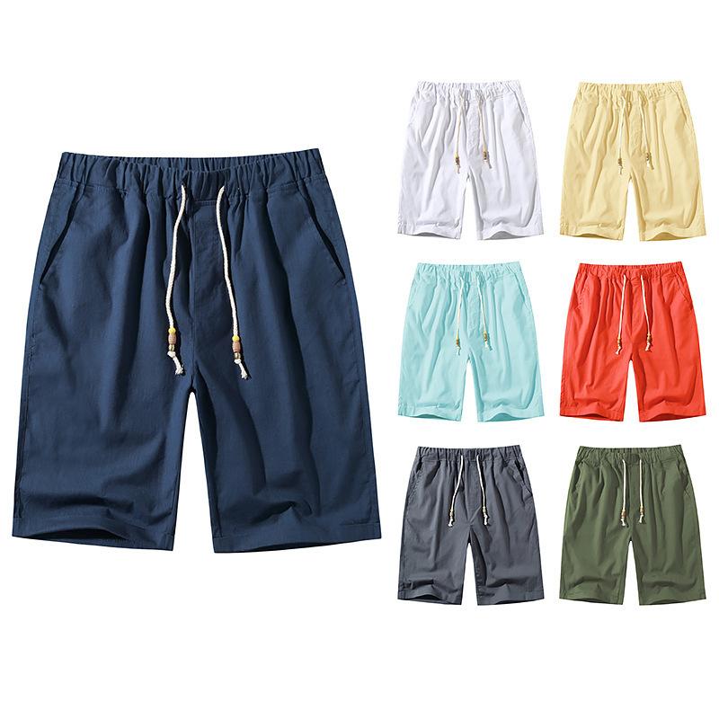 Men's Linen Casual Drawstring  Beach Shorts