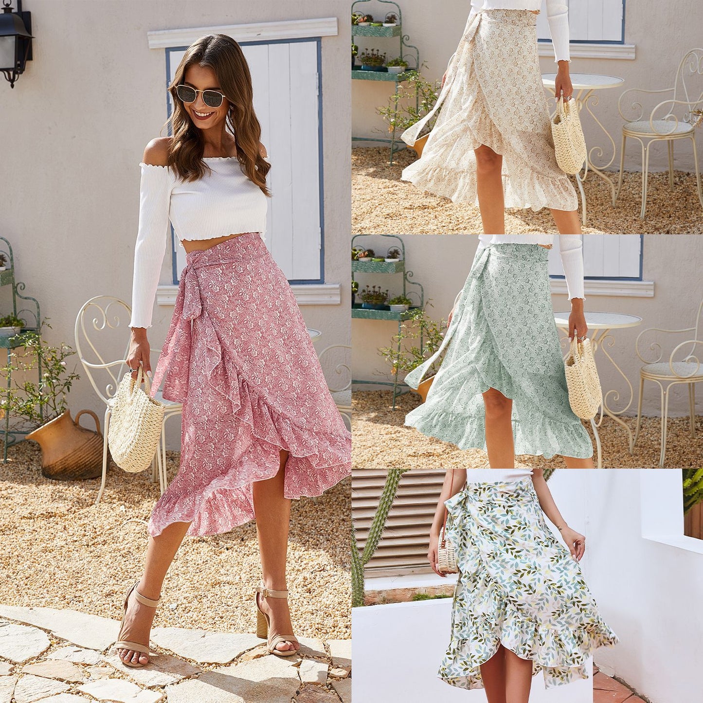 Insdaily High Waist Fashion Floral Women Skirts