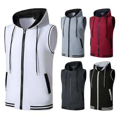 Men's Workout Hooded Vest Workout Fitness Muscle Sleeveless Workout T-shirt