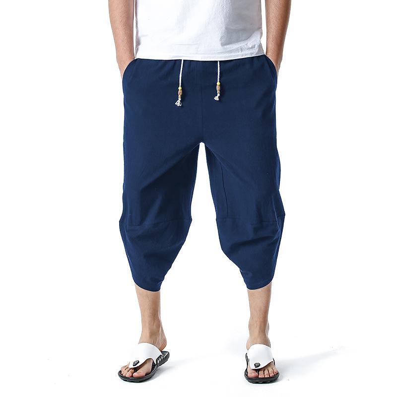 Men's Harem Style Cropped Pants Slacks Linen Shorts