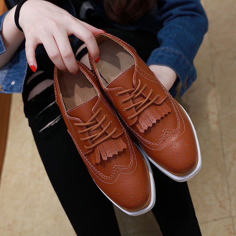 Women Wedges Lace Up Oxfords Platform Shoes