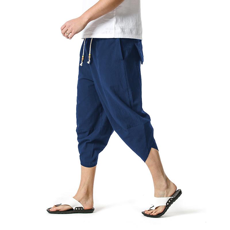Men's Harem Style Cropped Pants Slacks Linen Shorts